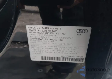 2014 Audi Q5 2.0T Premium z USA, uszkodzony, nr VIN WA1LFAFP4EA101432